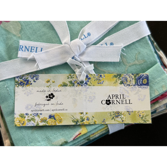 APRIL CORNELL Assorted Cocktail Napkins Set of 6 Lovely Floral Collection NWT - Picture 2 of 13